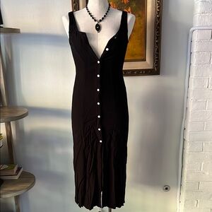 Emerson Fry June Dress S  Black (2 XS) Sleeveless Button Slip Midi